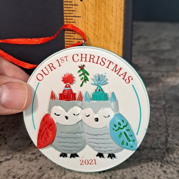 Hallmark Owls Our First Christmas 2021 Ornament No box w/ Hang Tag - Picture 1 of 6